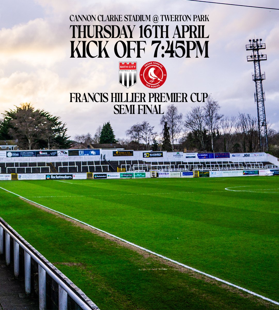 BathCity_FC's tweet image. 📅 A confirmed date for our Francis Hillier Premier Cup semi final! 

⚫️⚪️ #Romans