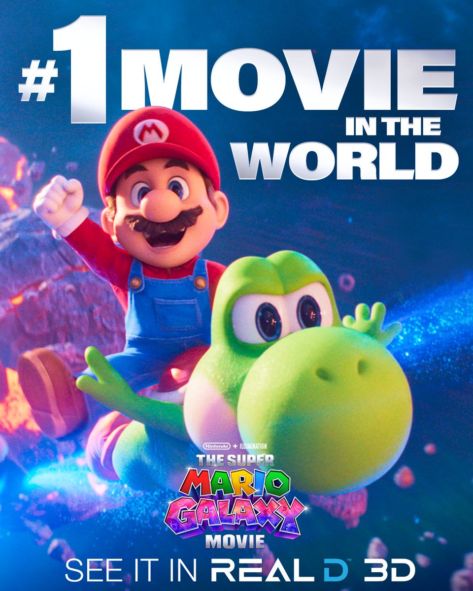 RealD3D's tweet image. The #1 movie in the world and beyond 💫 Don't miss the adventure, The Super Mario Galaxy Movie is now playing in theaters. Get your RealD #3D tickets today.

#3DMovies #InRealD3D