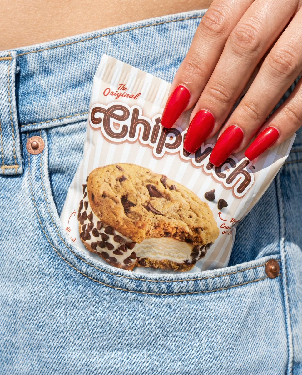 One hand in my pocket, and the other one is eating a #Chipwich.

The #VanillaChocolateChip single is made for grabbin’ and goin’.