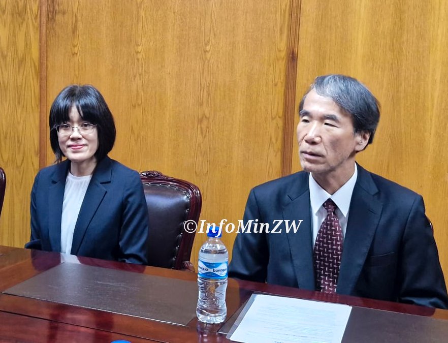 InfoMinZW's tweet image. Japanese Ambassador to Zimbabwe, H.E. Nobutaka Maekawa, paid a courtesy call on V.P Gen. (Retd) Dr. C.G.D.N. Chiwenga at his Munhumutapa offices in Harare. Discussions centred on possible cooperation in human capital development, with a special focus on AI. 
#Engagement