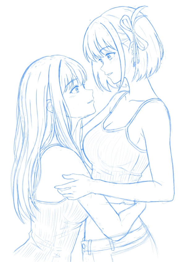 #イラスト 
#リコリス・リコイル 
#リコリコ         

ちさたき

下描き中_φ(･_･

後は微調整

今回はいつもの本編の作画調を封印して描いているので特に表情を描くのが難しいです(*_*)

それなりに見られる形になったと思いますが如何ですか？