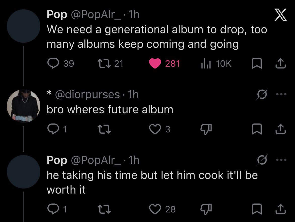 KongoFuture's tweet image. RECENT UPDATE ON FUTURE’S UPCOMING ALBUM 🦅💿

“He taking his time but let him cook it’ll be worth it”