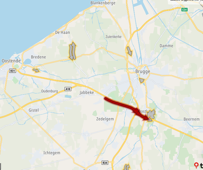 ANWBeuropa's tweet image. Ongeluk op de #E40 Oostende ► Gent bij Oostkamp. +40 min. #Belgie
