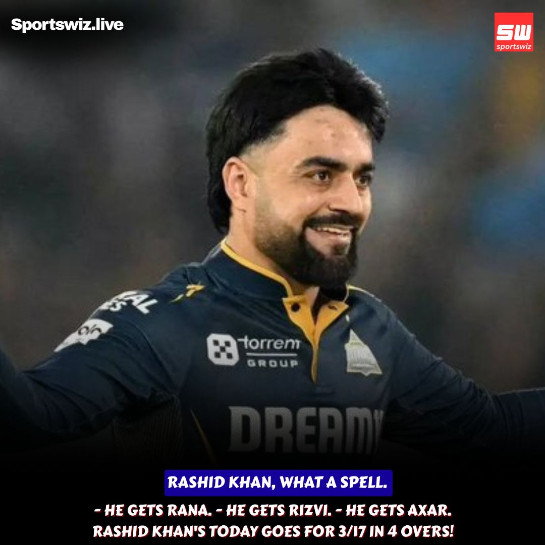 mysportswiz's tweet photo. Rashid Khan today:
3/17 in 4 overs
When the game needed control… he delivered dominance
Spinning a web & breaking the backbone
https://t.co/7Wm3X0Tlrs
#ShubmanGill #GujaratTitans #GTvsDC #Hyderabad #JaspritBumrah #Sachin #SamayRaina #DCvsGT #Match14 #IPL2026 #TeamIndia https://t.co/t5rs6dOEuy