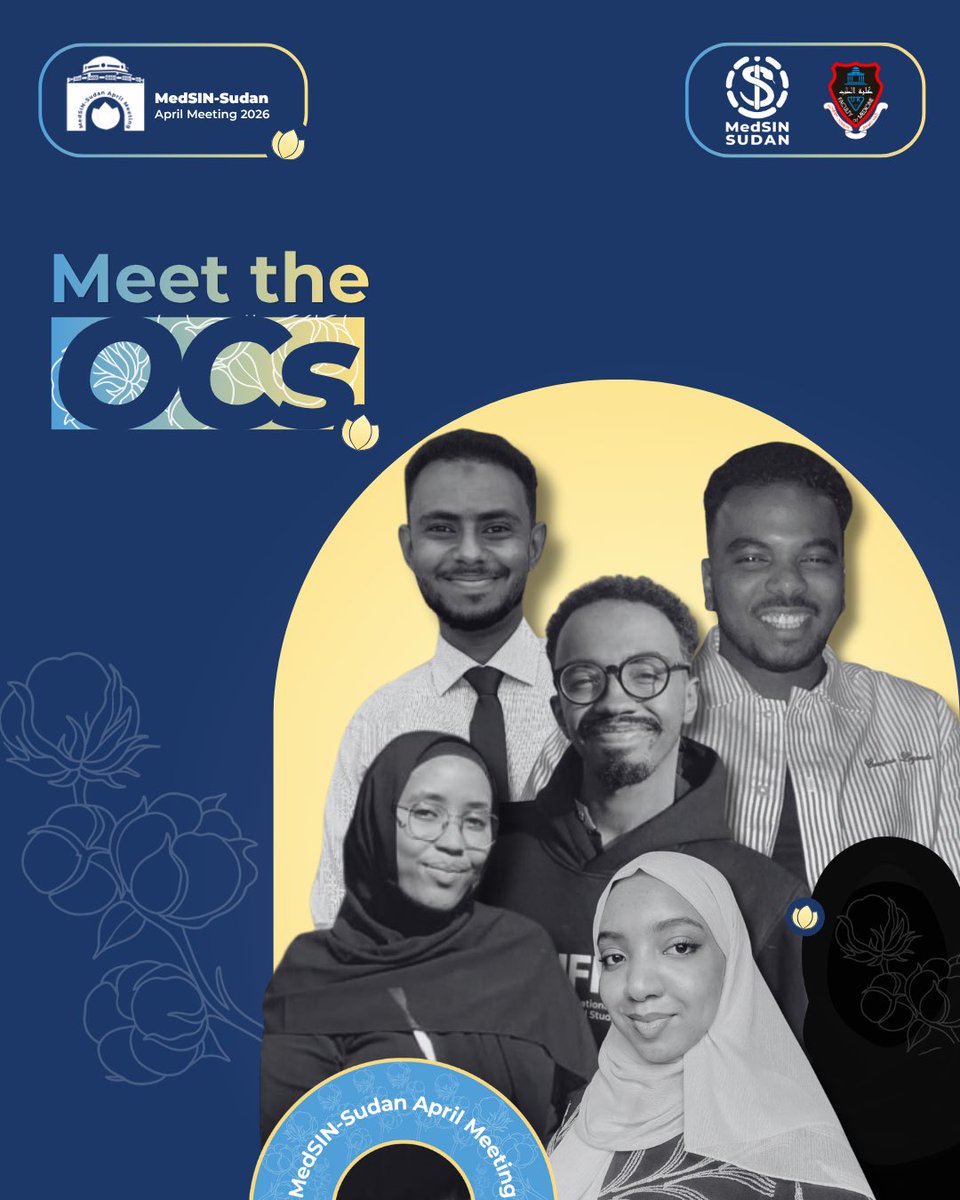 MedSINSudan_GA's tweet photo. 🌟𝐌𝐞𝐞𝐭 𝐭𝐡𝐞 𝐎𝐂𝐬!

Dear MedSIN-Sudan family,
We are happily presenting you with the organizing committee for MedSIN-Sudan’s 35th General Assembly - April Meeting 2026, hosted by Khartoum Medical Students’ Association (KMSA). https://t.co/jeNlEWw9UA