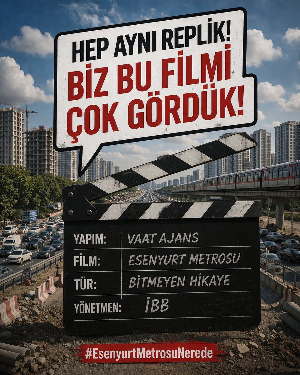 7 yılldır aynı söz: Metro Geliyor,gelen tek şey trafik, kalabalık ve çile.
#EsenyurtMetrosuNerede