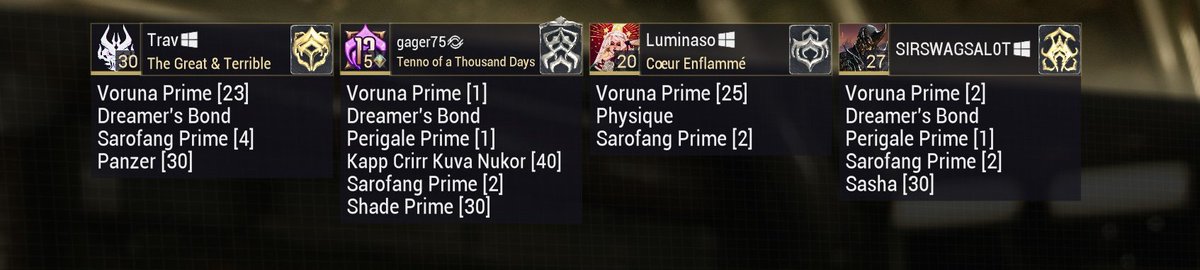 Did a random public Sedna mission to level Voruna Prime. Wolf minds think alike apparently 🤣 #Warframe