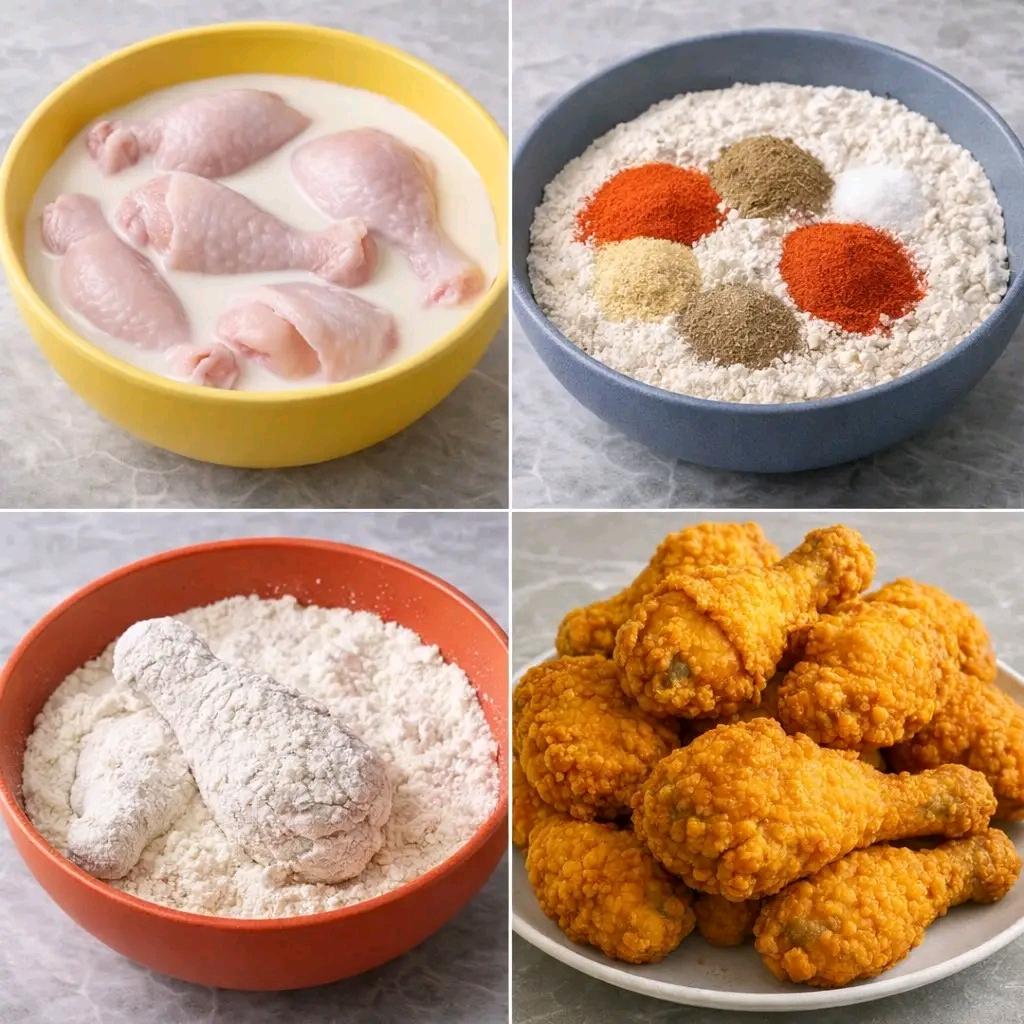 Milk-Cooked Crispy Fried Chicken Ingredients 10 chicken legs 4 cups ...