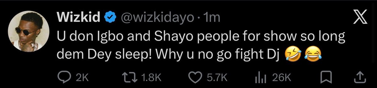 Wizkid drops another tweet Which he has now deleted
