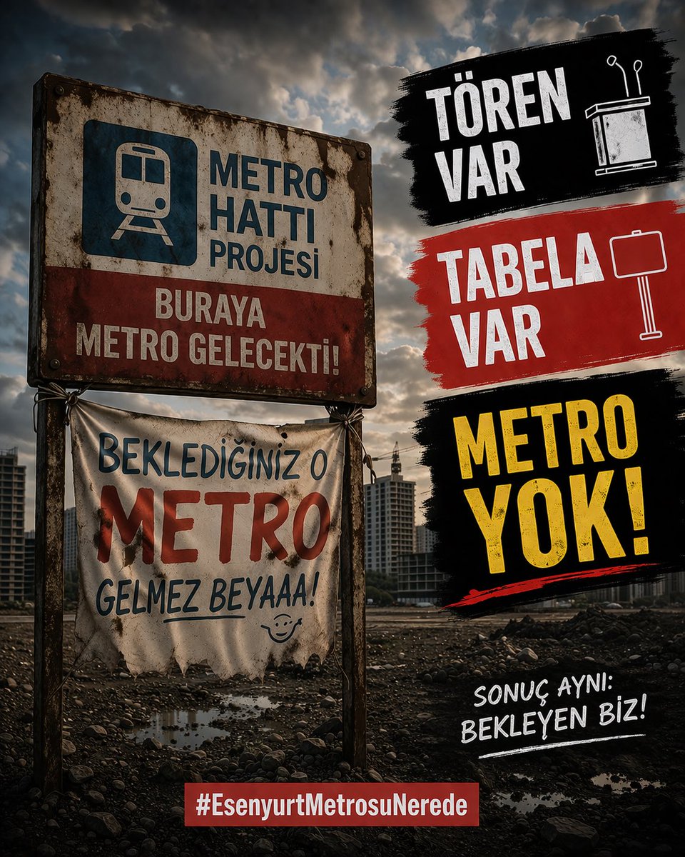 Raylı sistemlerde tam yol geri..
O metro gelmez beyaa 
#EsenyurtMetrosuNerede