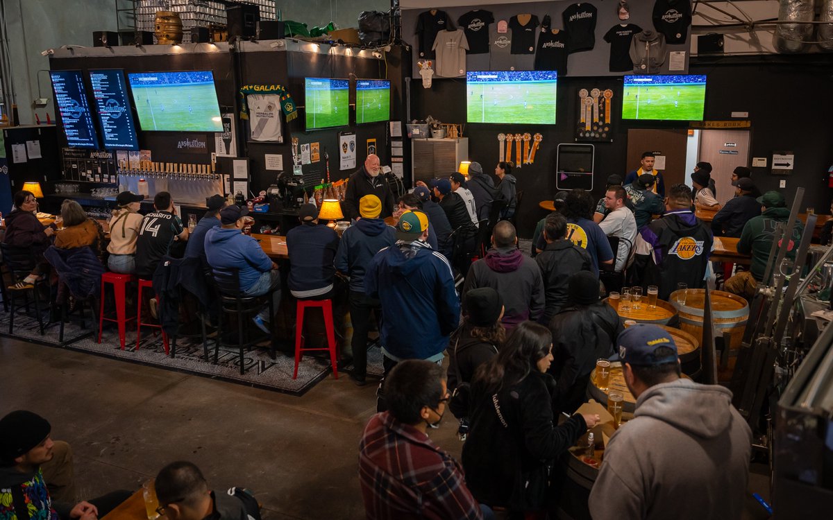 AbsolutionBrew's tweet photo. It's #LAGalaxy gameday! You know the drill. 

Watch the match with fellow Gs in our taproom. We'll have both projectors and our sound system on so you don't miss a moment of action. ⚽️

Food by Beachside Tacos. 🌮

Kickoff is set for 8 PM. We'll see you tonight! https://t.co/cr8mqANB10