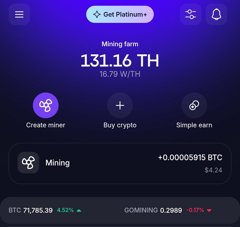 bitblock256's tweet image. ⚡ POWER 131.16 TH
🔋 EFFICIENCY 16.79 W/TH
⛏️ 5,915 sats/day
🟧 ~$4.24/day
#GoMining