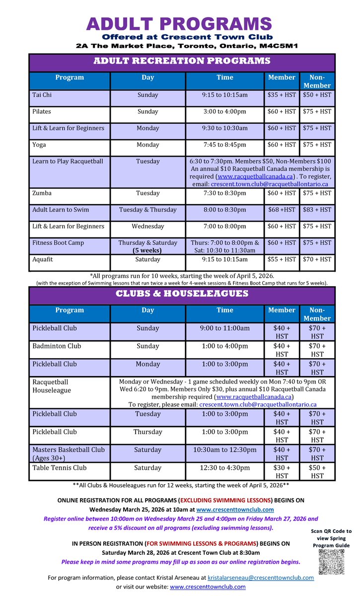 CrescentTownCC's tweet image. #CrescentTownClub #AdultPrograms #SpringRegistration #Clubs #houseleagues #TorontoCommunity #EastYork