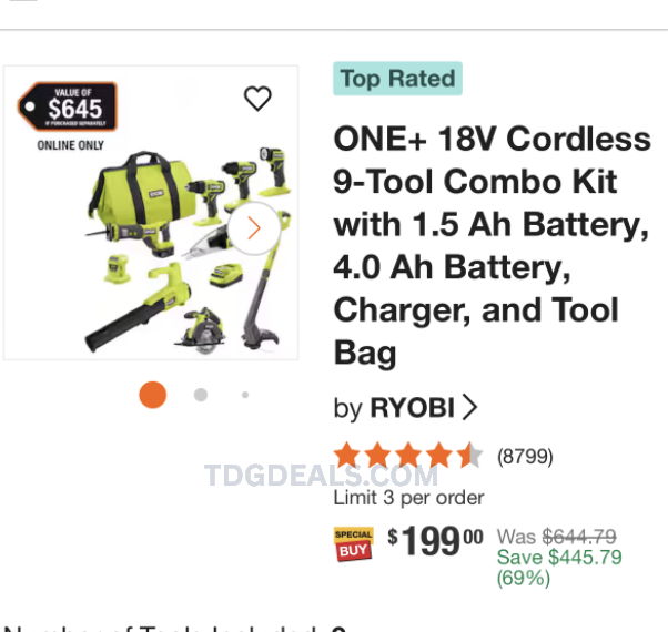 thedealsguy_'s tweet image. $199 - ONE+ 18V Cordless 9-Tool Combo Kit 

While they last. Free shipping included

link.tdgdeals.com/VO95A

#Ad