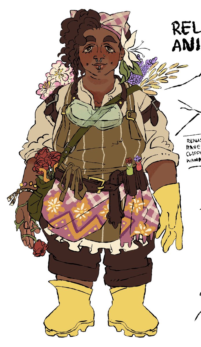 mikiiteo's tweet image. design &amp;amp; exploratory doodles of my deadlock oc jas! theyre a florist that runs a lucrative business selling bouquets with magical properties and morally dubious effects on its clients &amp;lt;3
