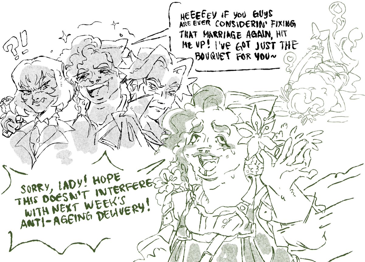 mikiiteo's tweet image. design &amp;amp; exploratory doodles of my deadlock oc jas! theyre a florist that runs a lucrative business selling bouquets with magical properties and morally dubious effects on its clients &amp;lt;3