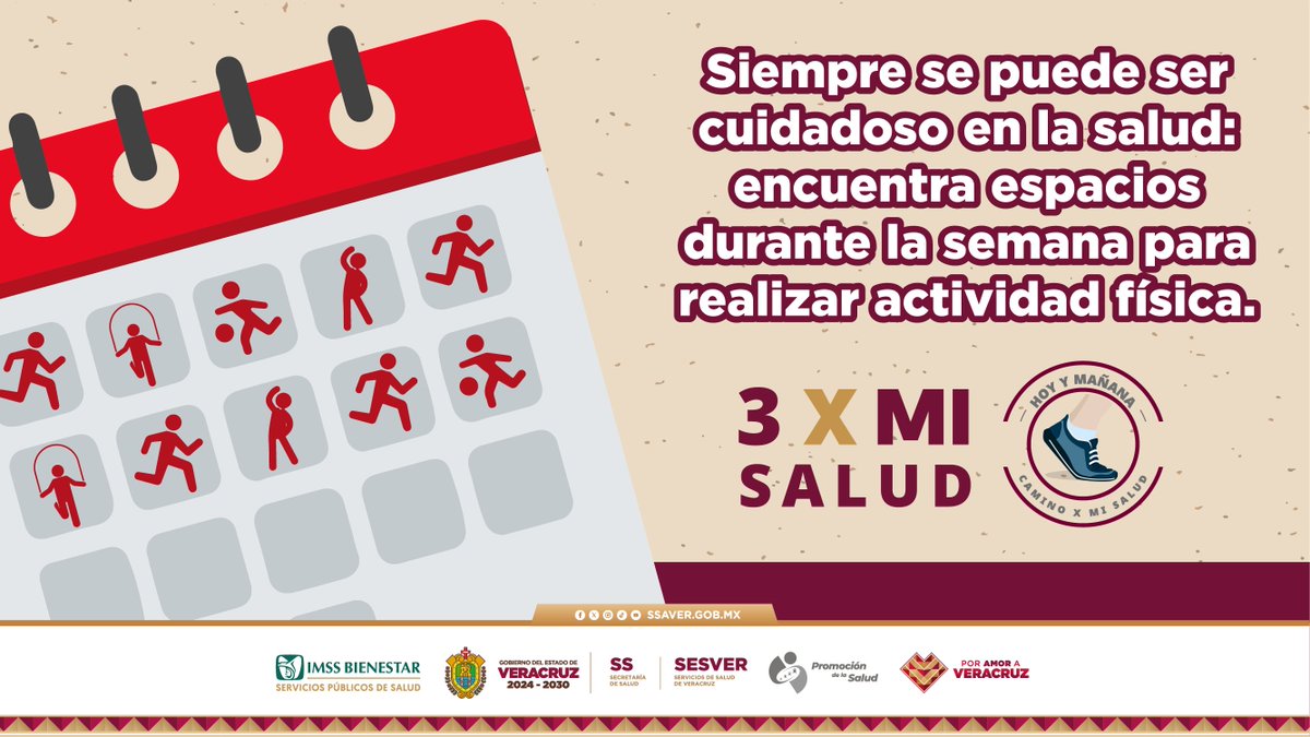 PromoSaludVer's tweet image. ✅ Siempre se puede ser cuidadoso en la salud: encuentra espacios durante la semana para realizar actividad física. 10 minutos aquí, 15 allá. Subir escaleras, caminar a la tienda, bailar mientras cocinas… todo suma.

#3XMiSalud #PromoVer