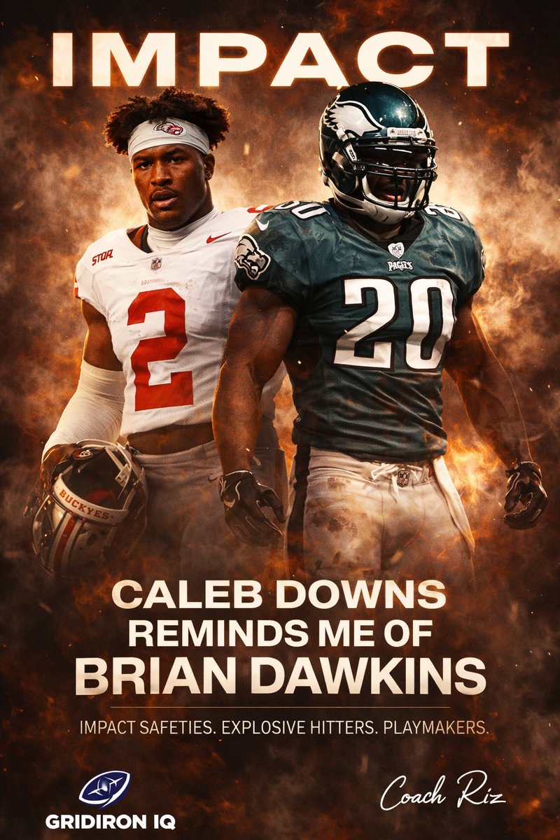 LanceReisland's tweet image. Though it wasn’t my initial comp, the more I watch the film, the more Caleb Downs reminds me of Brian Dawkins. Same presence, same urgency to the football, same ability to change the game with instincts and physicality. #Browns