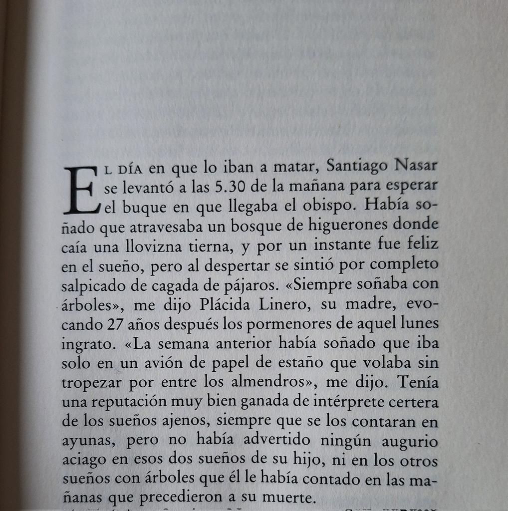 El primer párrafo de ‘Crónica de una muerte anunciada’, un clásico de la literatura hispanoamericana.