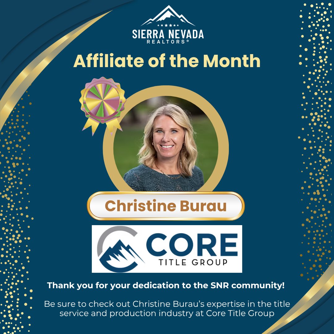SNR_Assoc23's tweet image. Our Affiliate of the Month is Christine Burau with Core Title Group! Thank you for your partnership with SNR, we appreciate your support. Be sure to check out Core Title Group!

 #AffiliateOfTheMonth #CoreTitleGroup #RealEstatePartners