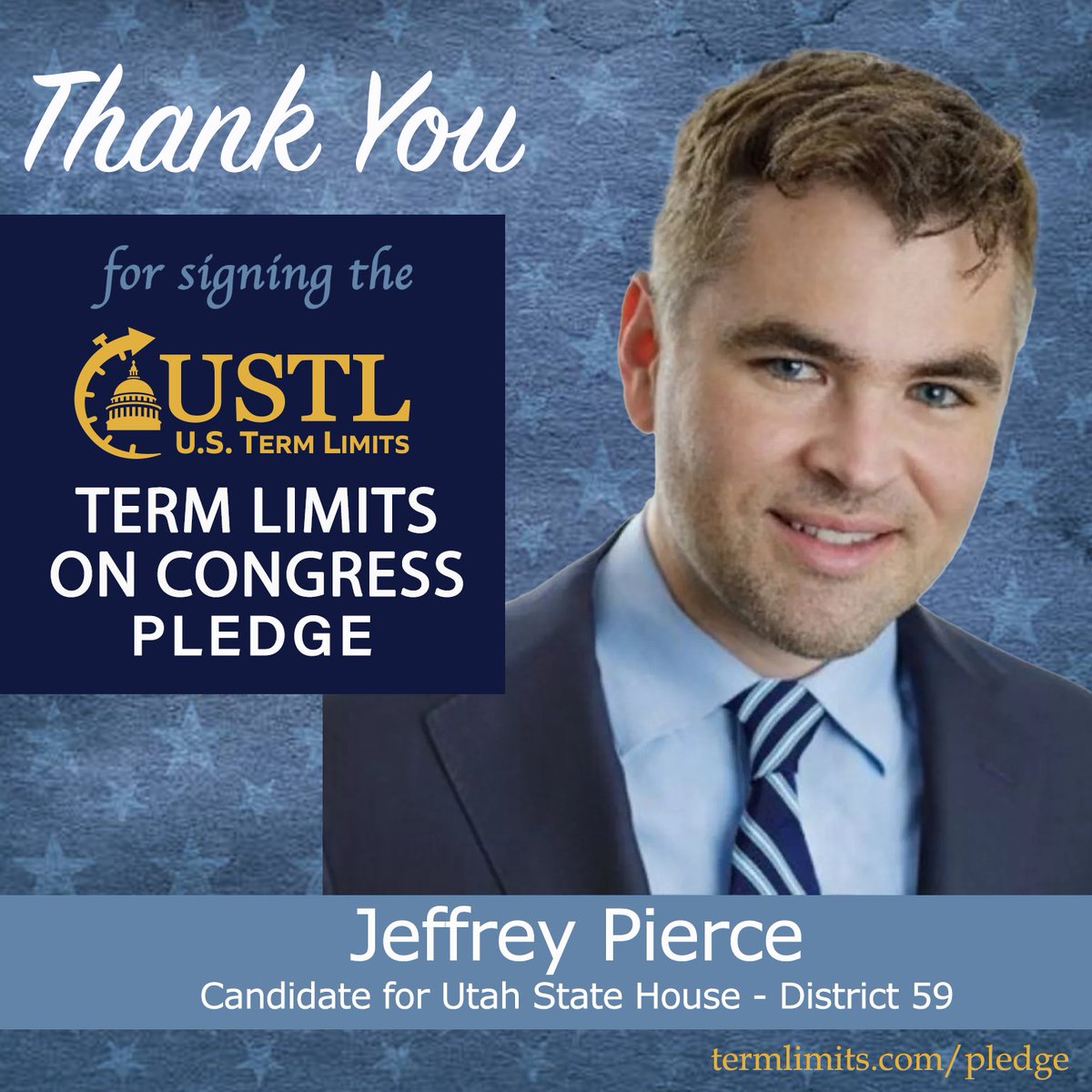 USTermLimits's tweet image. Thank you @JeffreyPierceUT for signing the #termlimits on Congress pledge. termlimits.com/wp-content/upl…