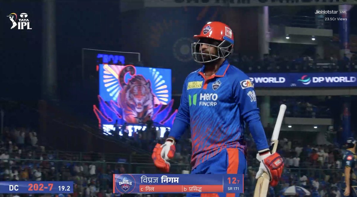 Prasidh Krishna to Vipraj Nigam, out Caught by Shubman Gill.
12 Run in 7 Balls
#DCvsGT #IPL2026