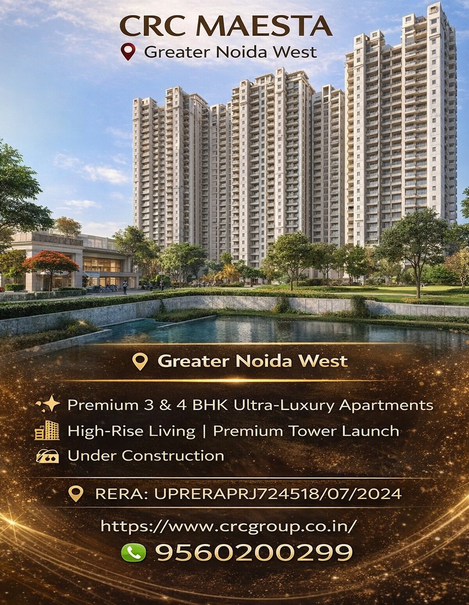 bricknwalls's tweet photo. 🏙️ Experience Ultra-Luxury Living at CRC MAESTA!
📍 Greater Noida West
Your dream home is waiting — invest in luxury today!
🌐 https://t.co/Wjv2qurYtB
📞 9560200299
#CRCMaesta #GreaterNoidaWest #LuxuryLiving #DreamHome #RealEstateIndia #HighRiseLiving #PropertyInvestment https://t.co/l7Yr6MmVbf