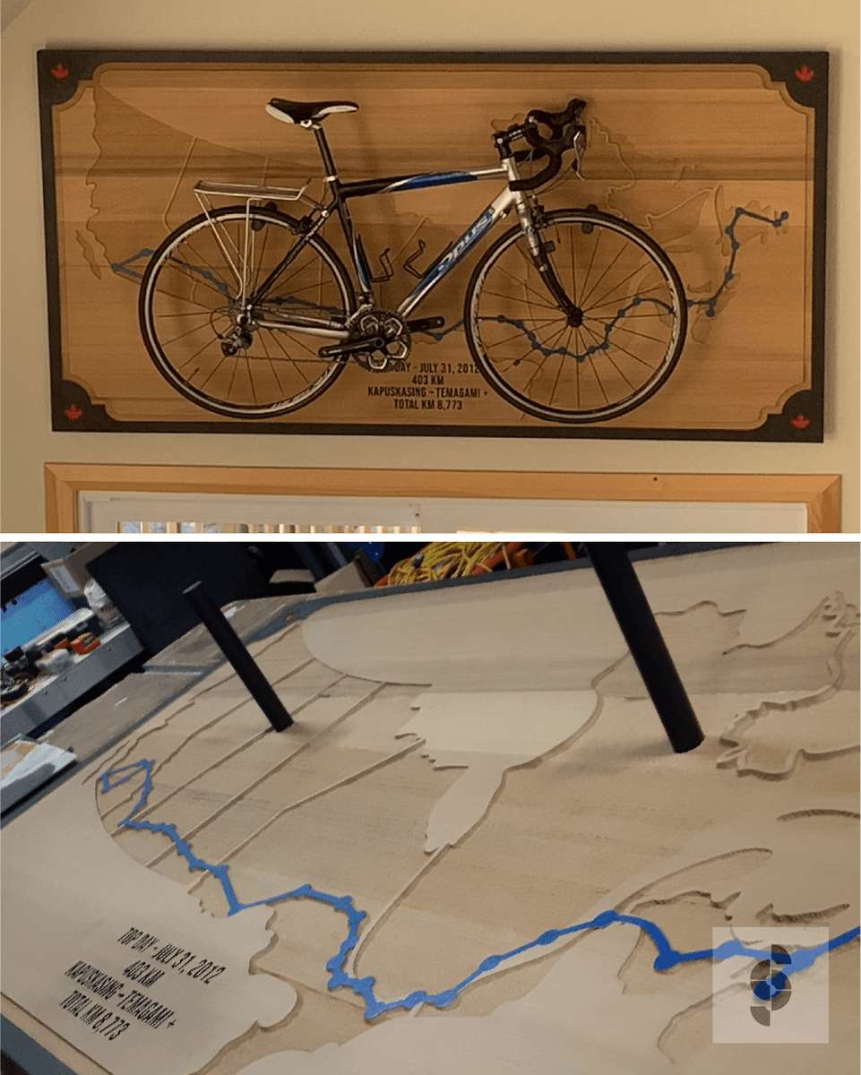 SenSigns's tweet photo. Throwback to a custom Journey Sign celebrating a coast to coast ride across Canada. 8,773 km mapped on sandblasted and stained redwood cedar, with the bike on display at a Muskoka cottage. Sensational Quality. Sensational Service.
#SensationalSigns #CustomSignage #CanadianJourney https://t.co/dBBRW7dh17