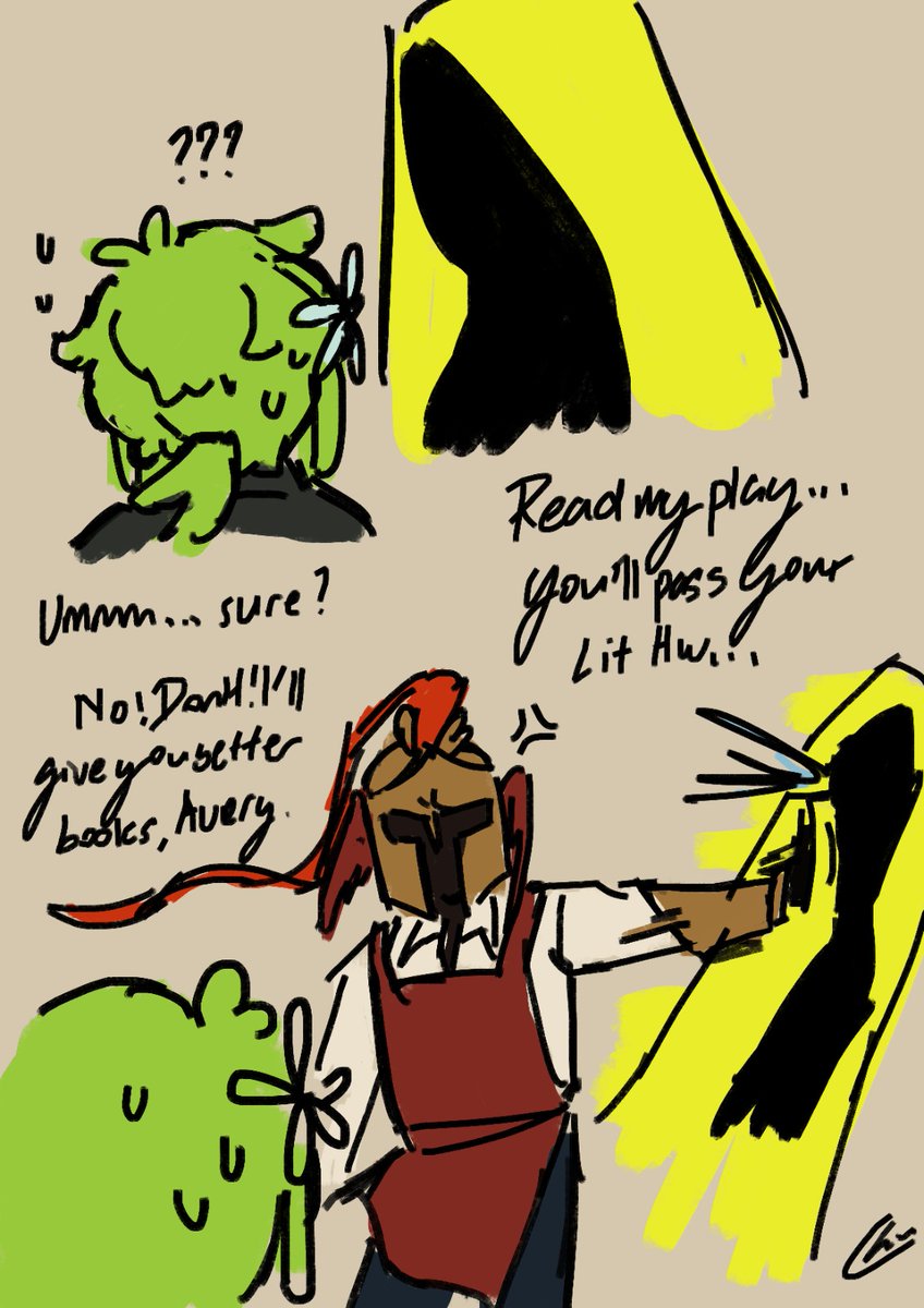 ChooChooChooChu's tweet image. Bookstore AU #sfawtde #dawtde #slimeknight

Was inspired by @HHazelnutSummer heeheehawhaw + slimeknight discord server