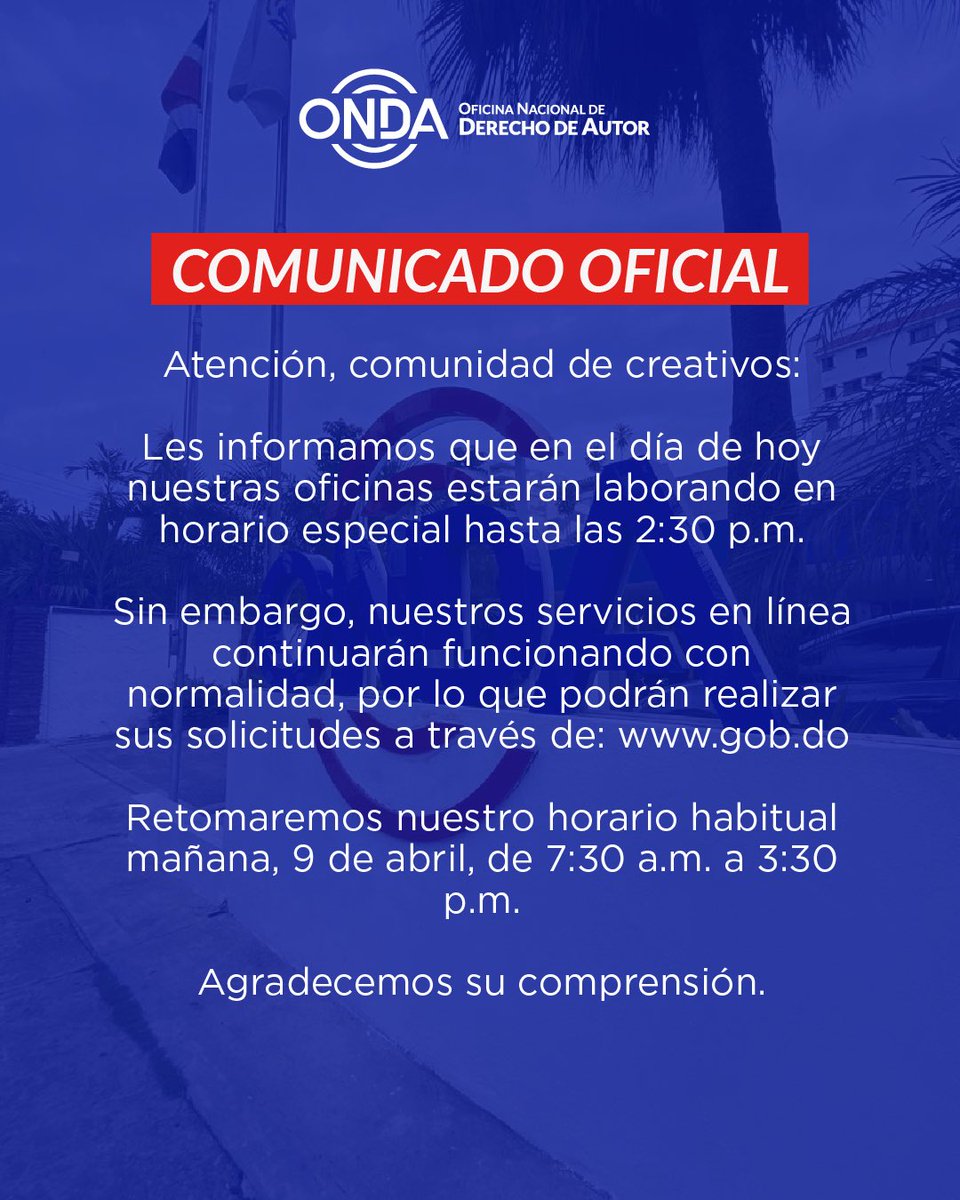 Oficina Nacional de Derecho de Autor (ONDA) tweet media