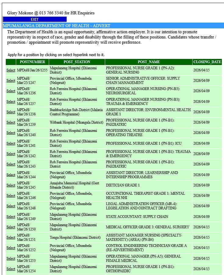 CarolBoitumelo1's tweet image. Mpumalanga Department of Health Vacancies:

1. Registry Clerk
2. Data Capturer
3. Dietician  
4. Occupational Therapist  
5. Legal Administration Officer 
6. State Accountant: Supply Chain
7. Personnel Officer
8. Administration Clerk: Patient Administration
And many other posts