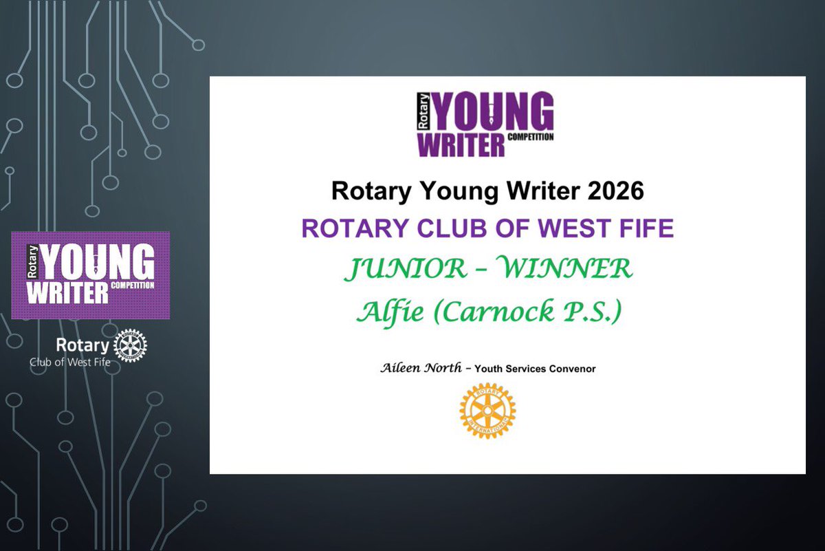 WestFifeRotary's tweet photo. Congratulations to our Junior Category Winner - Alfie #youngwriter #rcwfyouthcomps https://t.co/1LvTLqYvBg