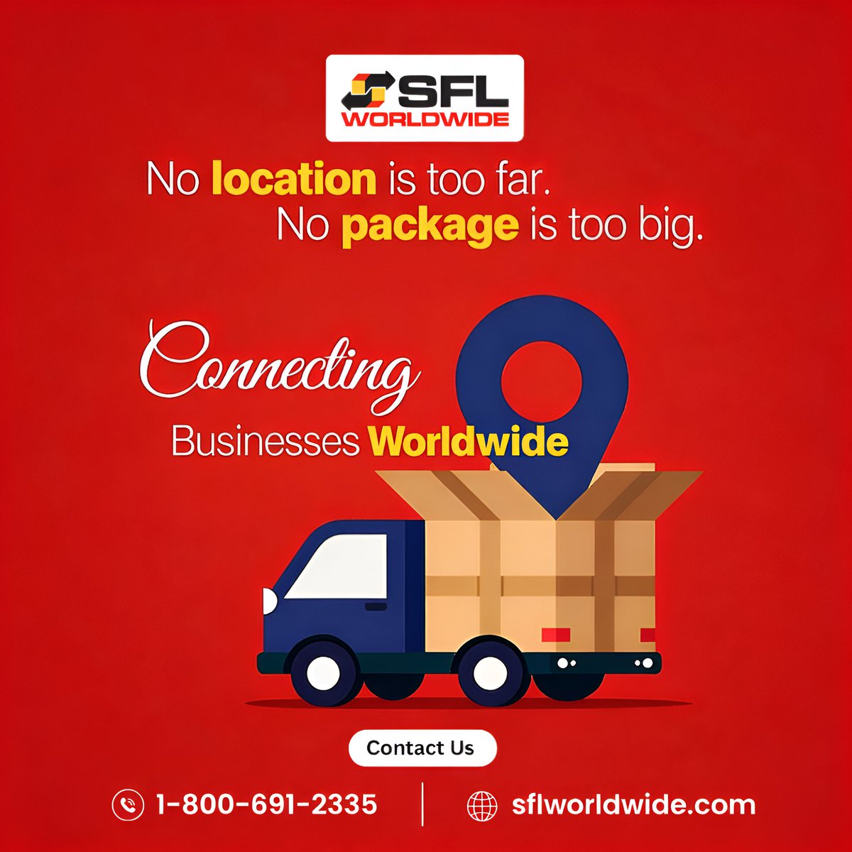 SFLWorldwide's tweet photo. 🚚🌍 No location is too far. No package is too big. 📦

✨Ship globally with ease using SFL Worldwide—fast, secure &amp; reliable delivery you can trust! 🌎📦

📞 Call: +1 800-691-2335
🌐 Visit: https://t.co/b907zT2WlM

#SFLWorldwide #GlobalShipping #LogisticsSolutions https://t.co/FQFJYHhFhW