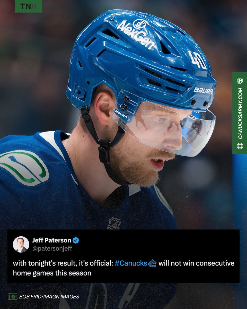 It's official: the Vancouver Canucks will not win consecutive home games this season 😬