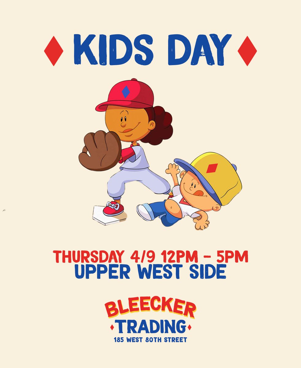BleeckerTrading's tweet photo. ♦️Looking for some Spring break plans? Look no further than Bleecker Trading! We will be hosting a Kids Day tomorrow at our Upper West Side location. Looking forward to seeing you there!♦️ https://t.co/o3drqEV3Kq