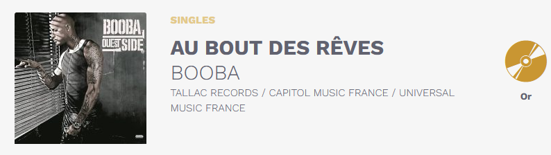 L0VR0DuGloGang's tweet photo. Au bout des rêves de Booba est single d'or https://t.co/k6nOO4JuJc