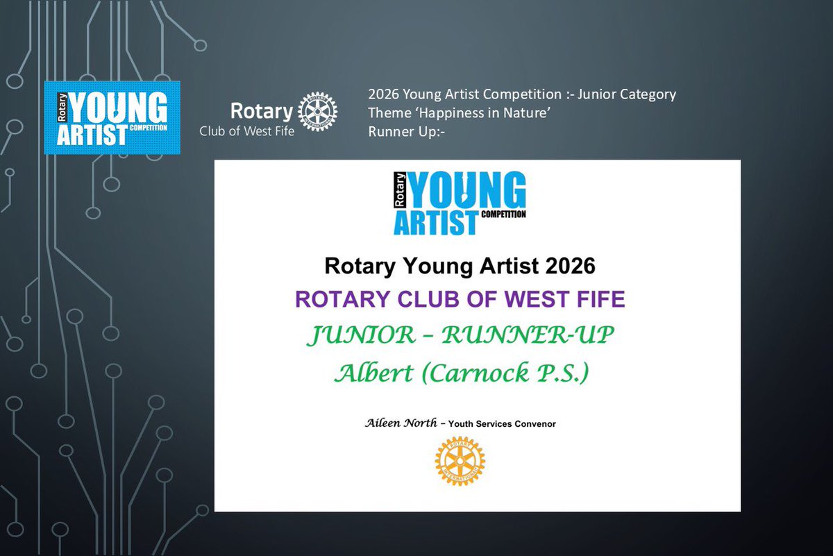 WestFifeRotary's tweet photo. Runner Up Junior Category - #youngartist #rcwfyouthcomps https://t.co/OIdLtQB8oo