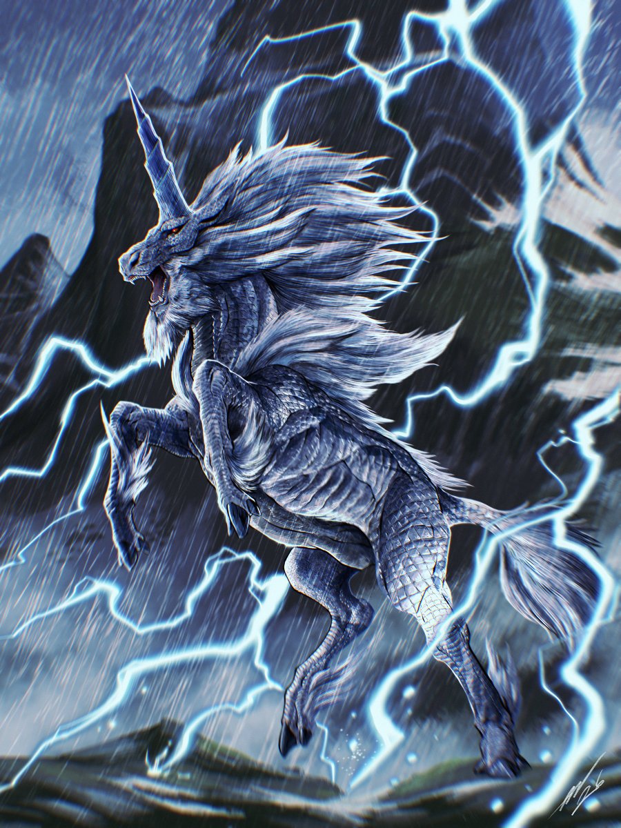 Kirin: Classified as an Elder Dragon, but its true nature remains a mystery.
It’s been a while since I made a MH Fanart, I started this drawing for the Year of the Horse, but I barely had time to finish it 
#MonsterHunter #モンハン