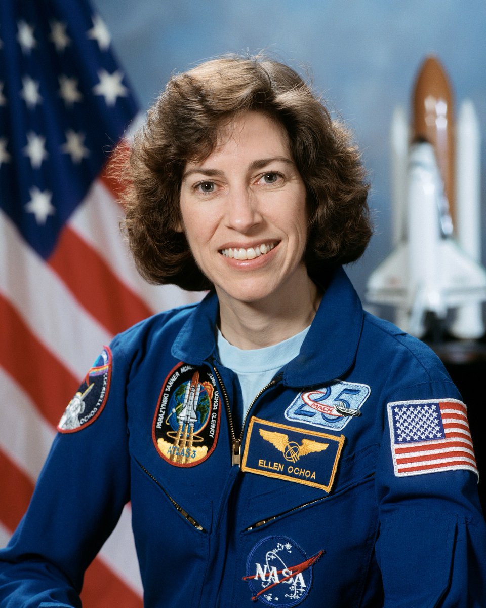 airandspace's tweet image. Ellen Ochoa became the first Hispanic woman to fly in space while aboard Space Shuttle Discovery's STS-56. Ochoa flew on four separate space missions and was the first Hispanic director of NASA’s Johnson Space Center. More on Ochoa: s.si.edu/41pSwLV