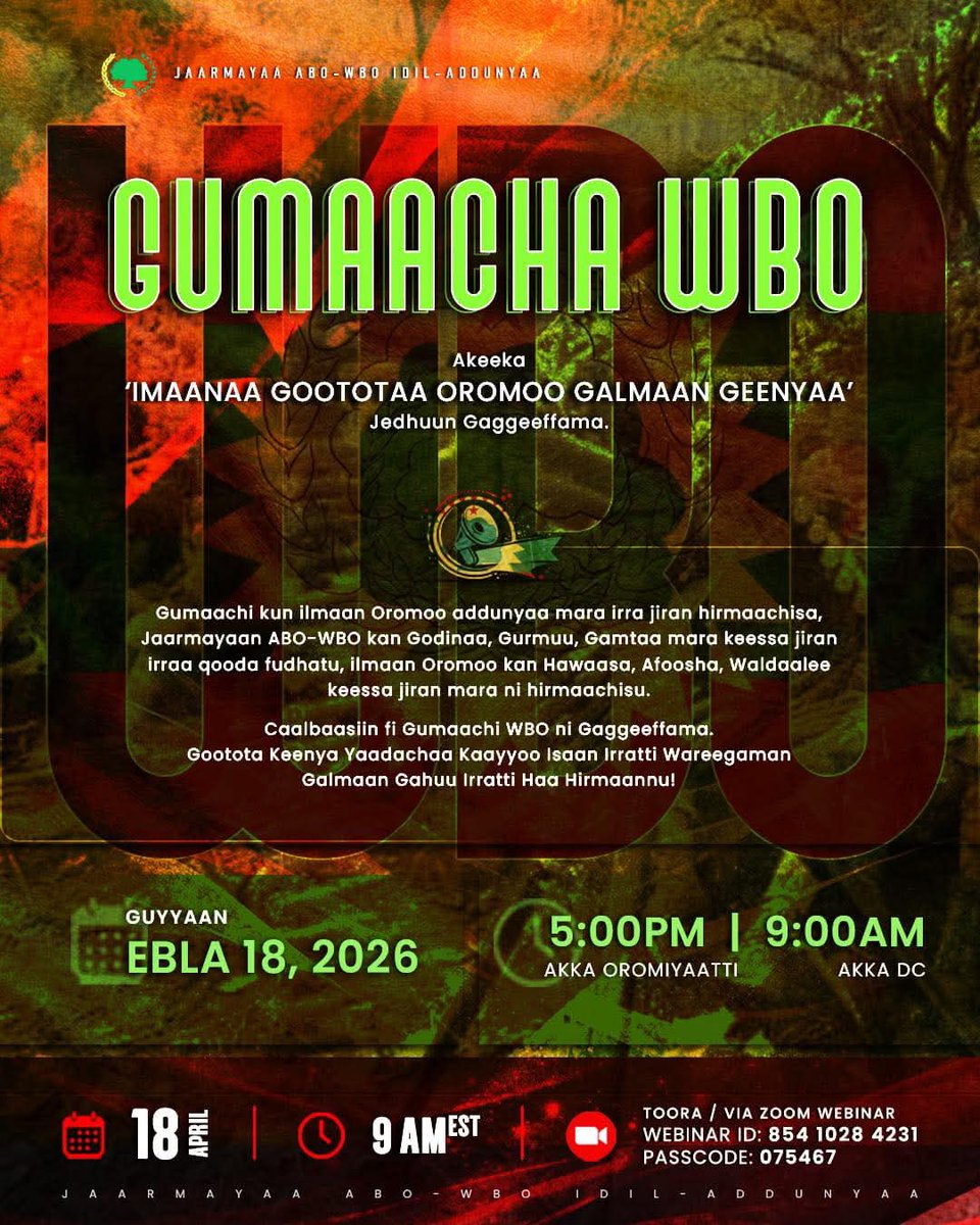 DhiirooGarbii's tweet photo. GUUMAACHA WBO ✊🏾
━━━━━━━━━━━━━━
Akeeka
“IMAANAA GOOTOTAA OROMOO GALMAAN GEENYAA”
Jedhuun Gaggeeffama.
━━━━━━━━━━━━━━ https://t.co/d7josAOlyq