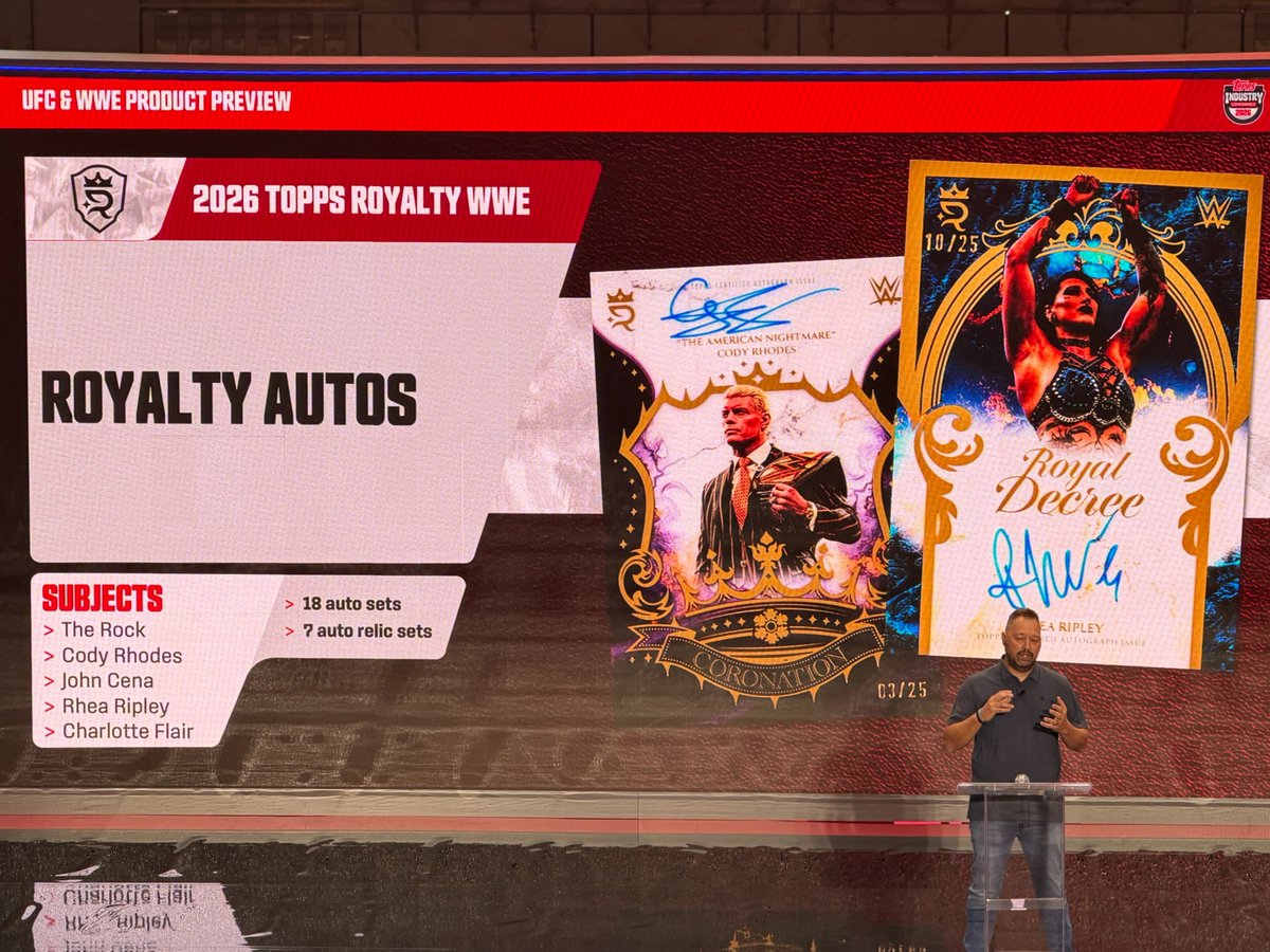 wrestlingcards's tweet image. More information &amp;amp; images about 2026 @Topps WWE Royalty from the Topps Industry Conference. #WWE #Topps #Royalty #WrestlingCards #WrestlingTradingCards