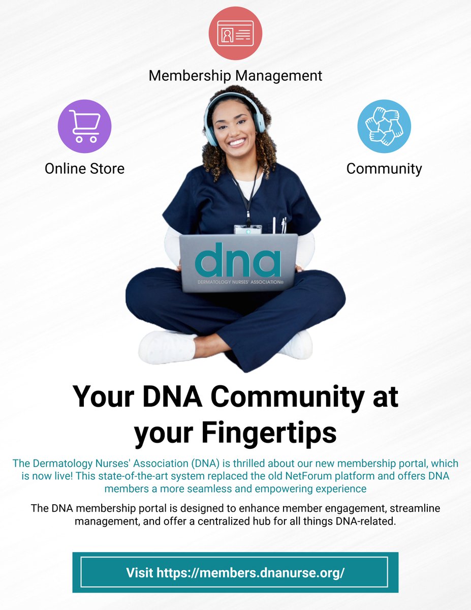 DNAnurses's tweet image. Visit DNA's Membership Portal!

The DNA membership portal is designed to enhance member engagement, streamline management, and offer a centralized hub for all things DNA!

For more information, visit: dnanurse.site-ym.com

#DNA #Membership #Website #Nursing #Networking