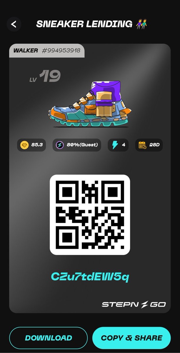 B10urr's tweet image. ⚡️ #STEPNGO HAUS CODES ⚡️

​📍 Haus Codes:
1️⃣ CZu7tdEW5q
2️⃣ kZBYXSqqQs
3️⃣ Pg5uynmxuS

​📊 Details: 
• Duration: 28 Days
• Daily Energy: 4 (≈20 min walk)
• Earnings Split: 80% Guest

​🔗 Activation Codes: 
• #STEPN: 74708691 💚
• #STEPNGO: G111F4GcUxJQ 💜

@Stepnofficial