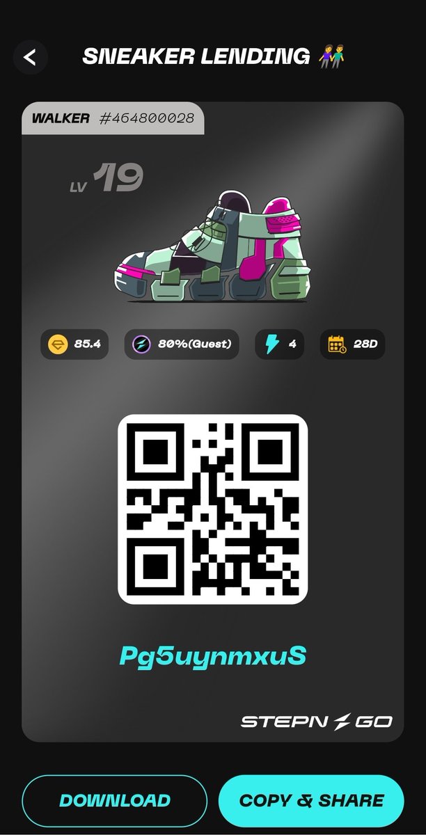 B10urr's tweet image. ⚡️ #STEPNGO HAUS CODES ⚡️

​📍 Haus Codes:
1️⃣ CZu7tdEW5q
2️⃣ kZBYXSqqQs
3️⃣ Pg5uynmxuS

​📊 Details: 
• Duration: 28 Days
• Daily Energy: 4 (≈20 min walk)
• Earnings Split: 80% Guest

​🔗 Activation Codes: 
• #STEPN: 74708691 💚
• #STEPNGO: G111F4GcUxJQ 💜

@Stepnofficial