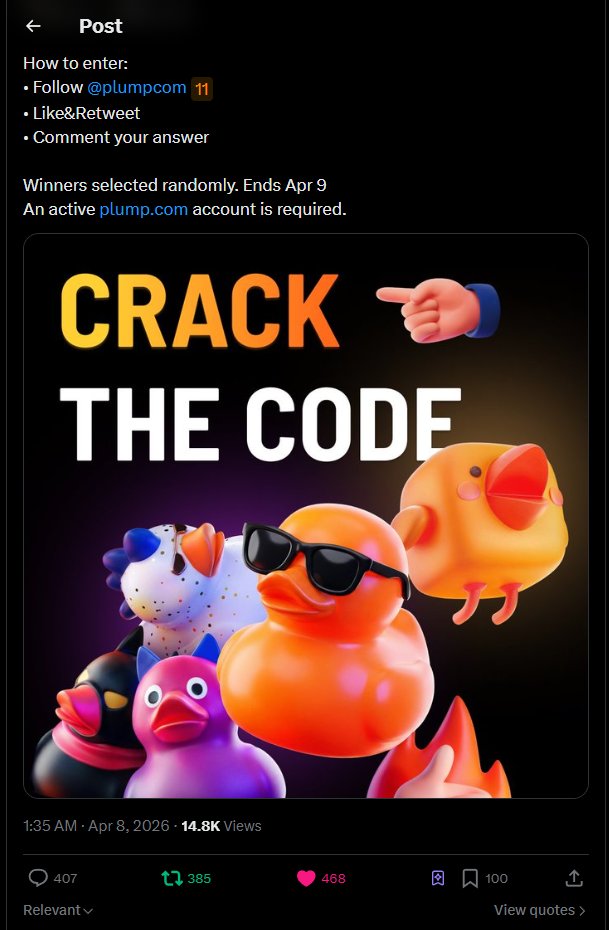 GarnasWeb3's tweet photo. @plumpcom Got it! It's SEVEN! π₯
Love the interactive vibe from @plumpcom. Following and hoping for some luck today!
Check this out: @0xa8l @DaFameless
#Plump #NumberRiddle #Web3 https://t.co/mqDtNVAcZ3