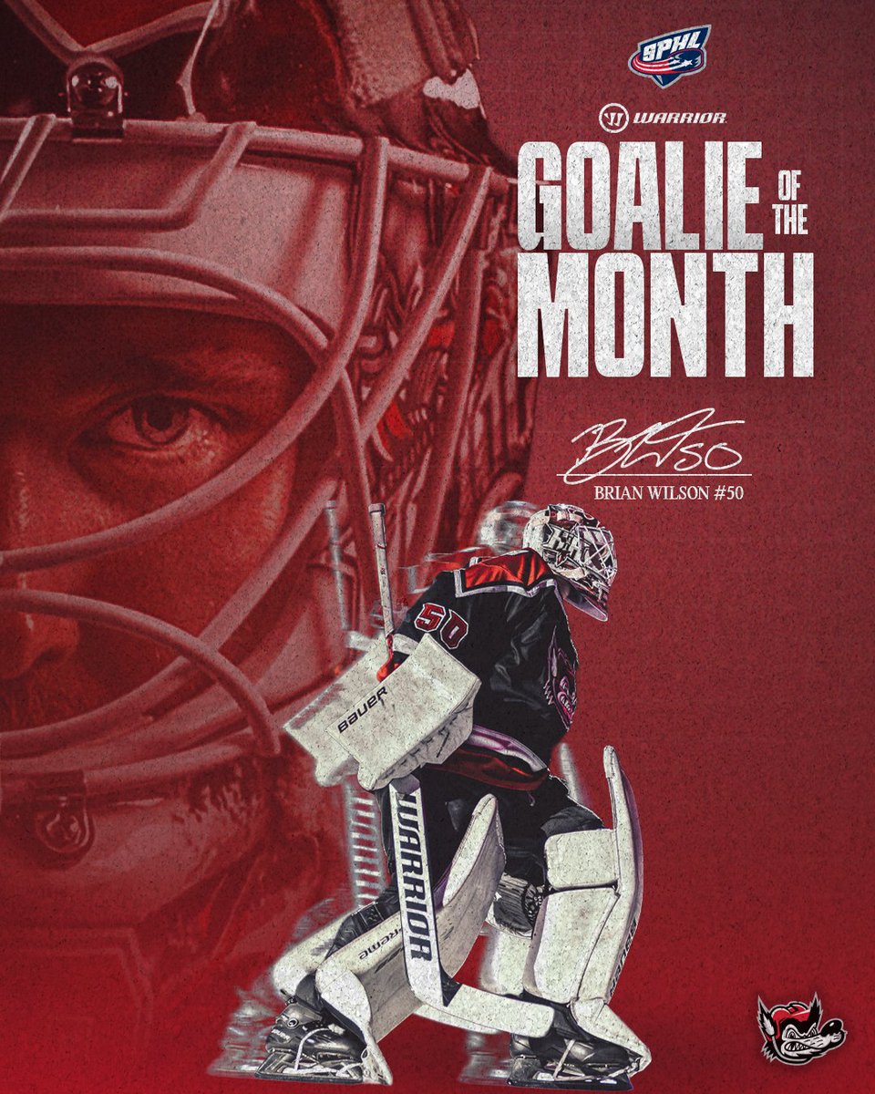HuntsvilleHavoc's tweet photo. The Great Wall of Willy 🙌

Brian Wilson is your @WarriorHockey SPHL Goalie of the Month! https://t.co/18SUPCAwb4
