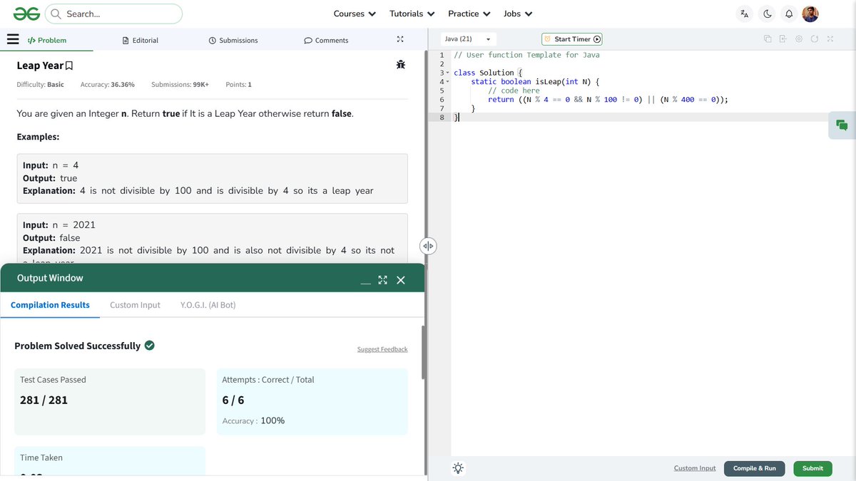 _sankar_01's tweet photo. Data Structure And Algorithms 🚀💻
Question:- GFG - Leap Year
Link:- https://t.co/mK6DHElYOp
Stay curious and keep coding! 💻✨
#datastructures #algorithms #dsachallenge #coders #dsa #questions #dsaquestions #leetcode #geeksforgeeks #hackerrank #code360 #coding https://t.co/XPW2SNNABv