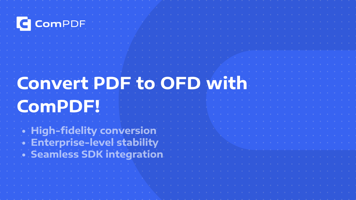 compdfkit's tweet photo. 📢 New: Convert PDF to OFD with ComPDF Conversion SDK.
Perfect for government and enterprise document workflows in China. Fast and accurate.
Get started → https://t.co/n0OqqbTr8N
#ComPDF #KDAN #PDFtoOFD #SDK https://t.co/lpXz62vrbd