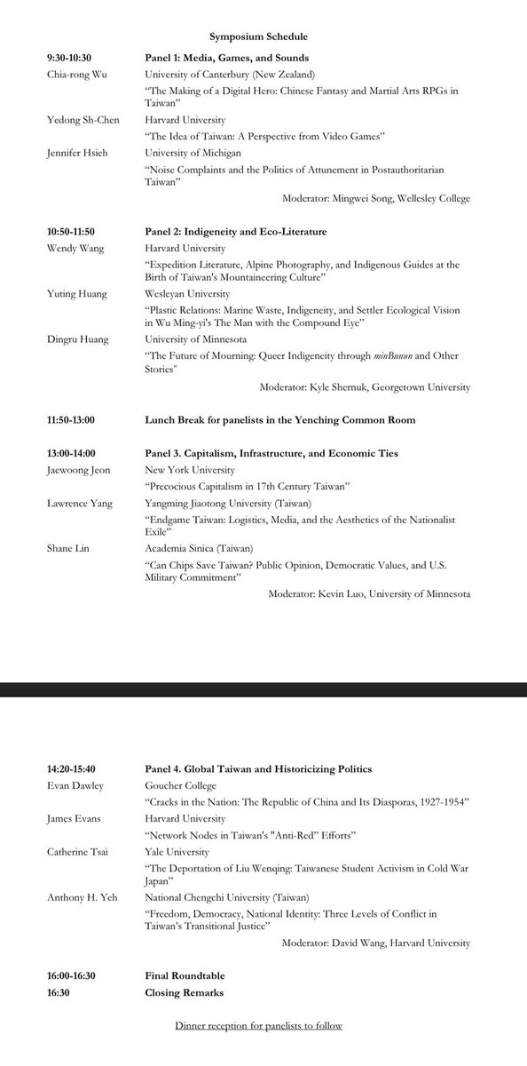 kevinweiluo's tweet photo. Looking forward to being a part of the unofficial ‘Harvard Taiwan Week’ this week, ending with a full day Friday symposium (4/17) that Kyle Shernuk, Yedong Chen, and yours truly have put together - and convened by David Wang. Hope to see you there! https://t.co/ZOi6X5QloG