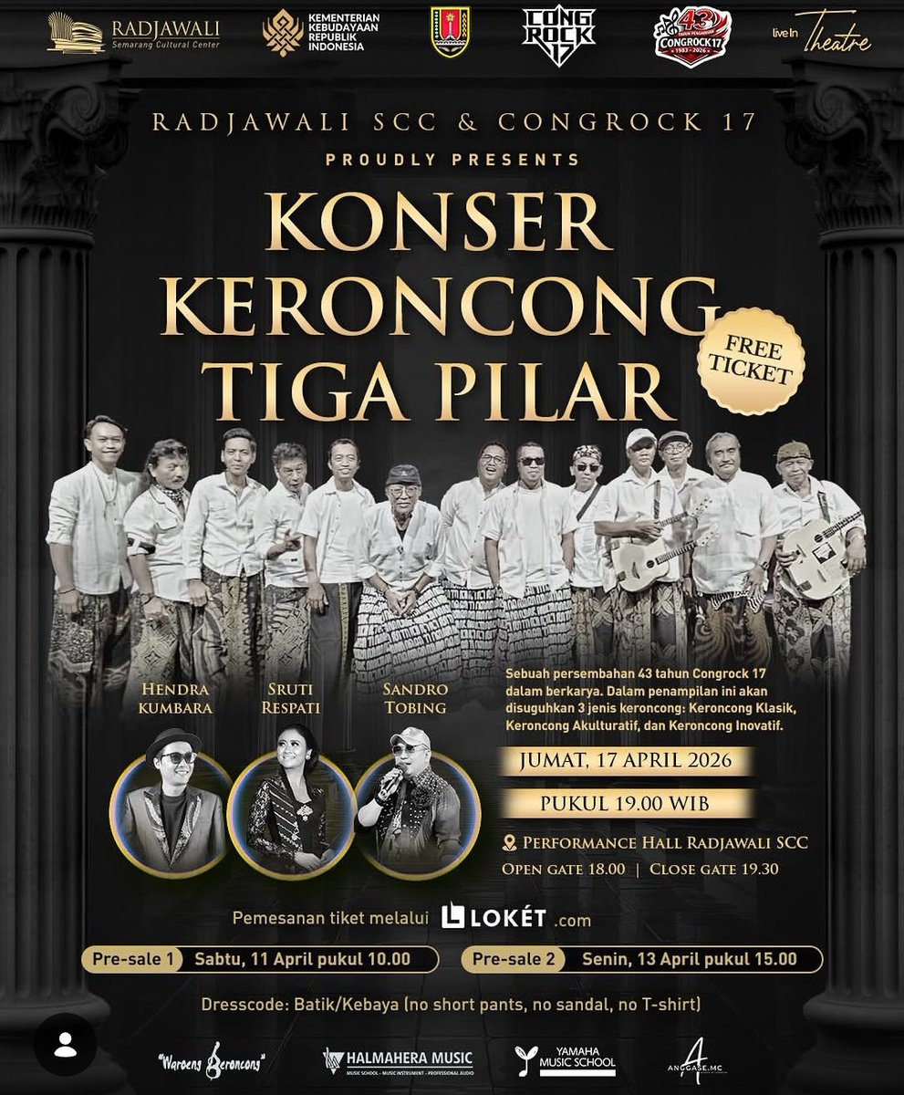soredicinta's tweet image. WTS 1 tix LIT Radjawali Cultural Center Konser Keroncong Tiga pilar #LIT #ZONAUANG #WTS #RADJAWALI #LiveInTheatre